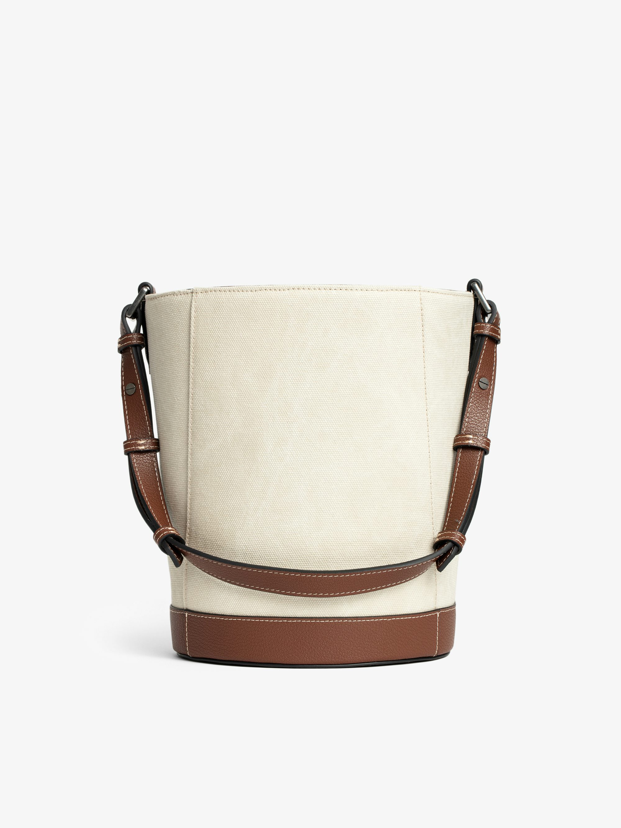 Z Bucket Voltaire Bag - Canvas and grained leather bucket bag with adjustable strap and wing signature.